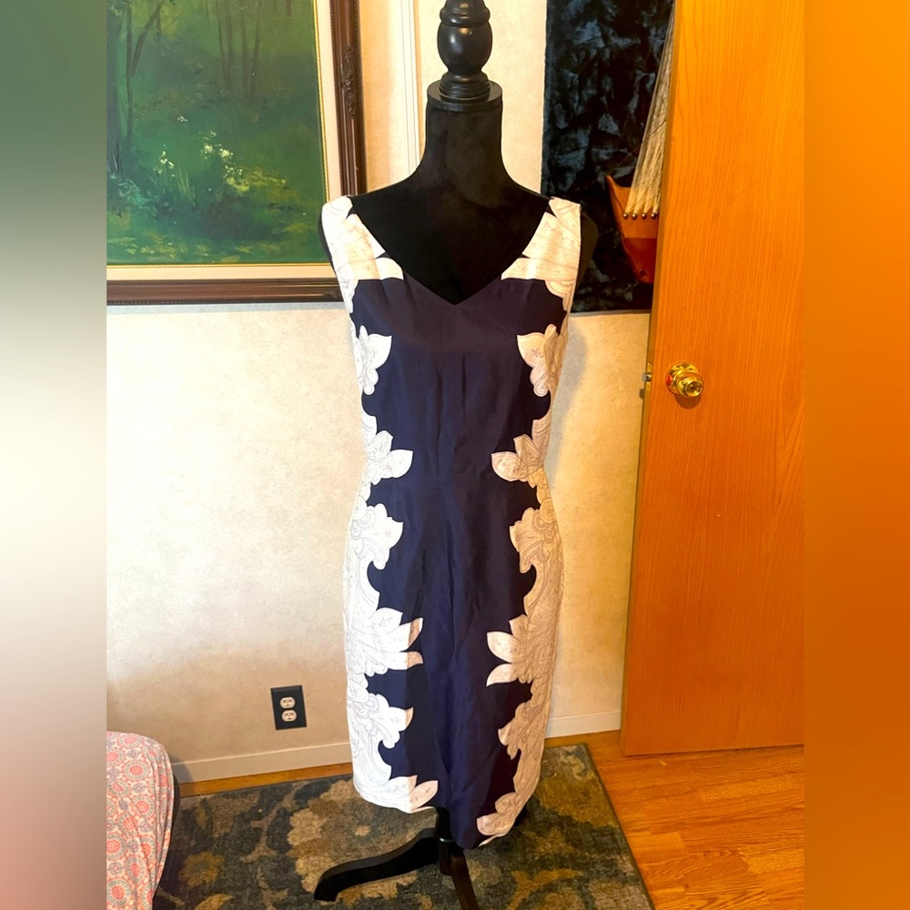 Banana Republic navy and white midi dress